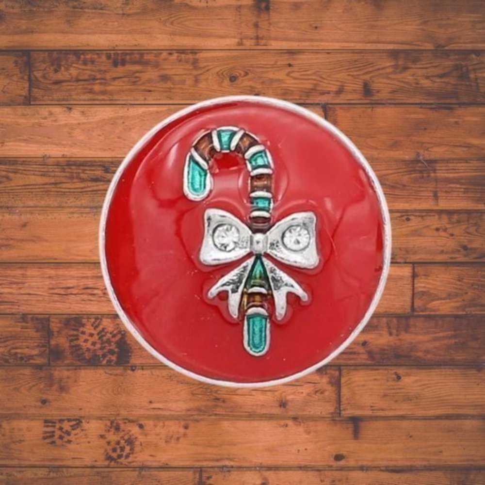 Christmas Candy Cane Snap Button